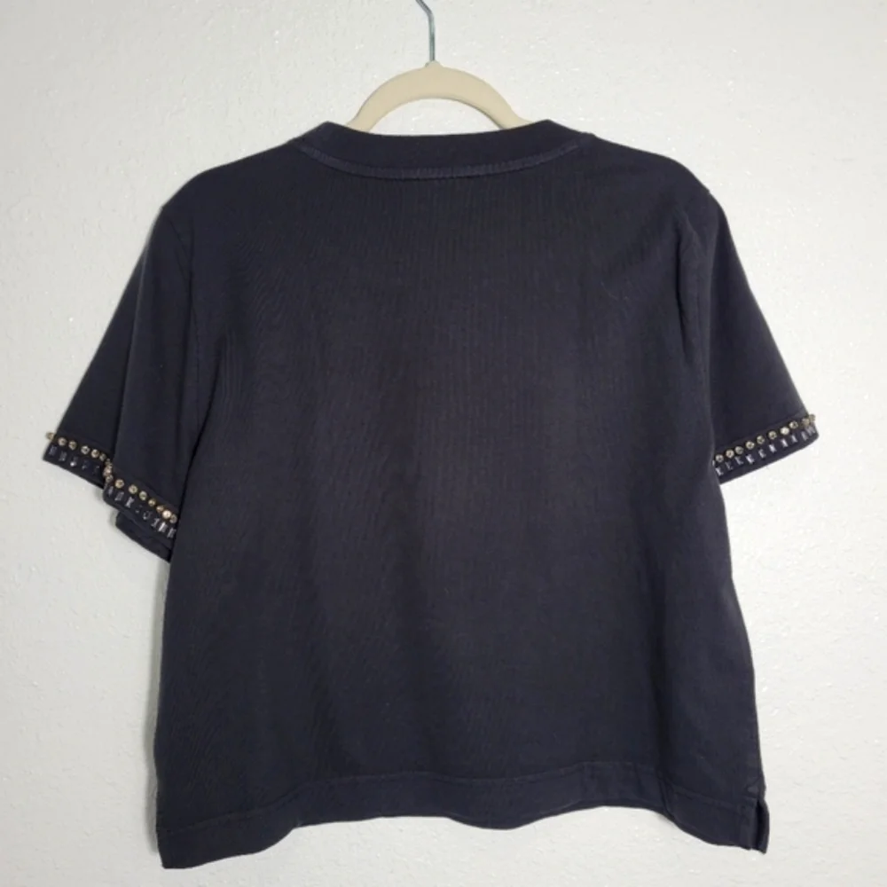 J Crew Relaxed Crystal Embellished Cropped T Shirt Size S CD118